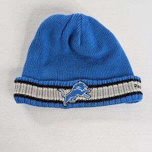 Detroit Lions Blue White Gray Embroidered Logo Winter Hat Beanie NFL Reebok
